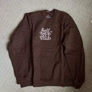 LONELY GHOST - self love club crew. Size XL. brown and pink.